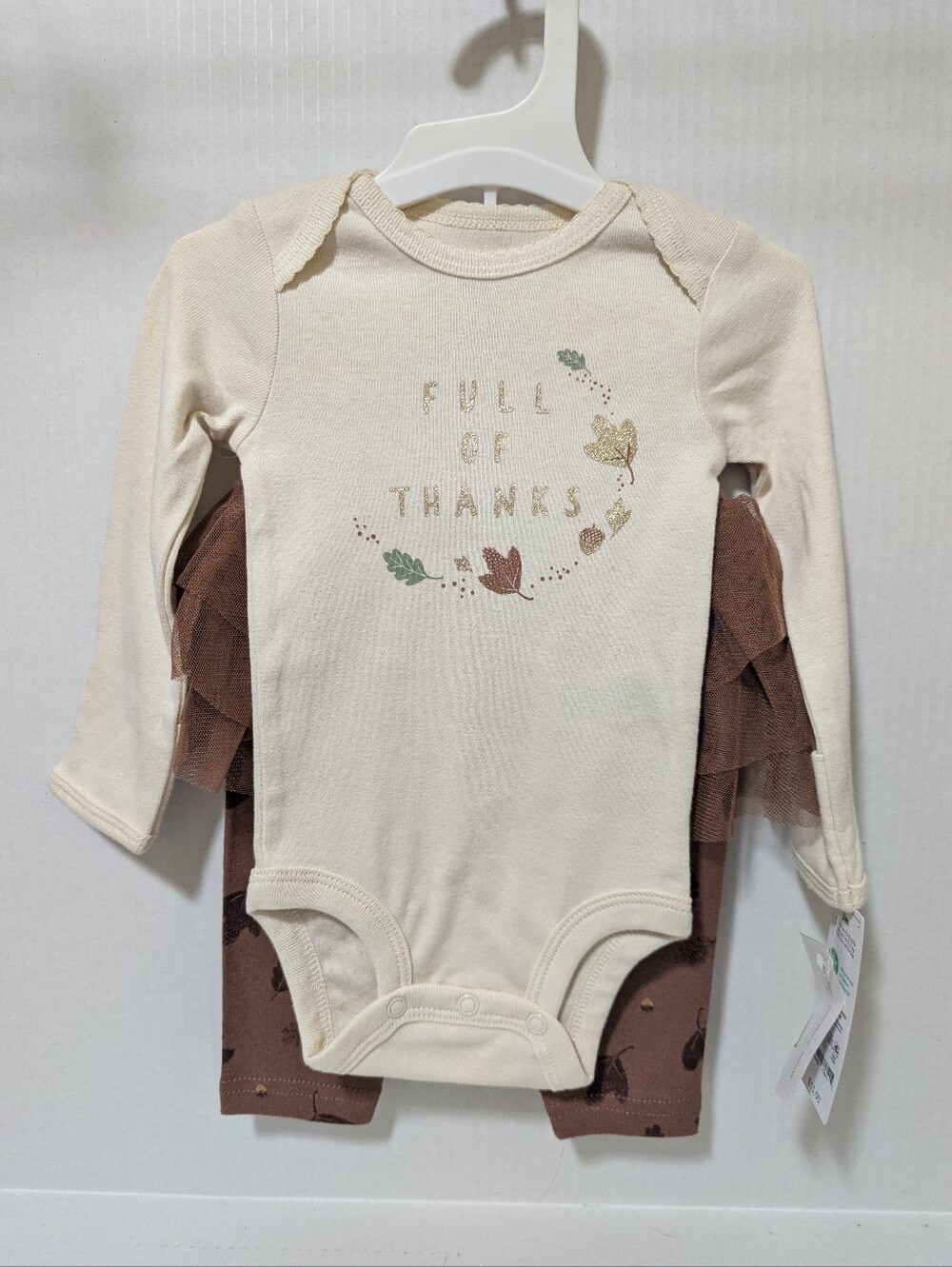 Carter's | Infant Girls 3 Months "Full of Thanks" Long Sleeve Bodysuit & Pants